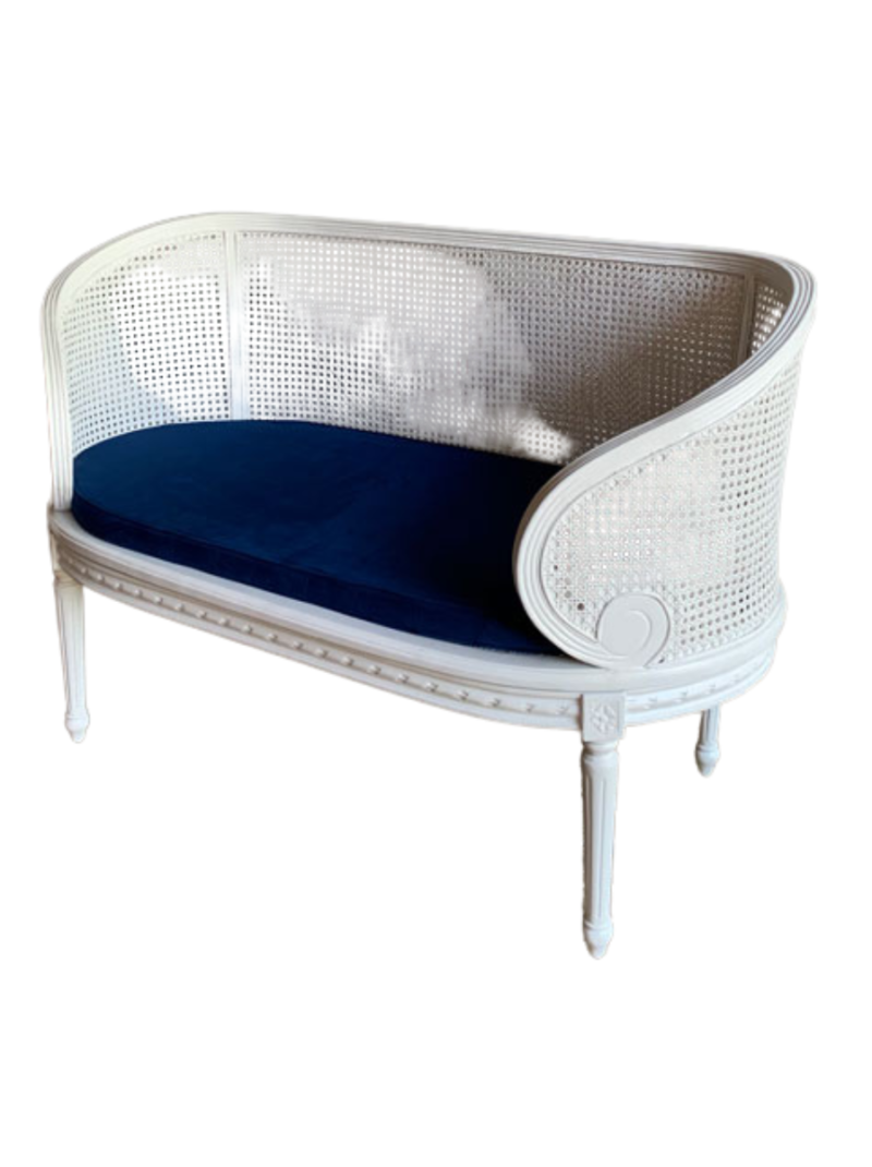 French Rattan Louis Sofa