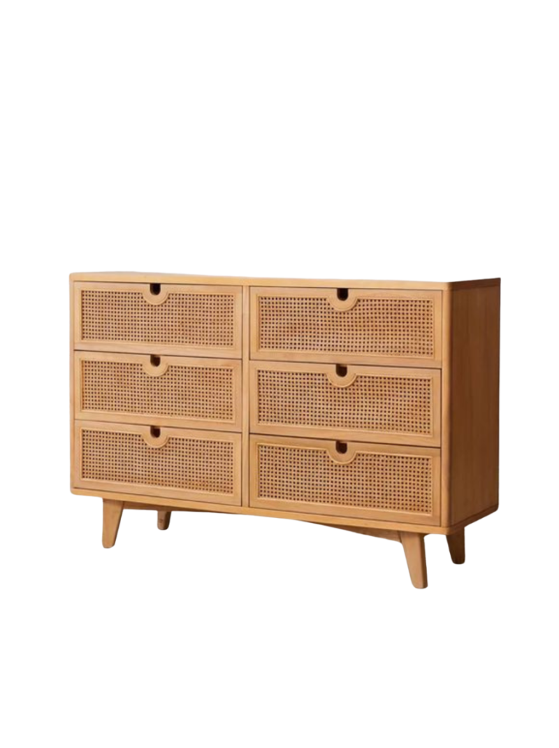Teak Rattan Dresser