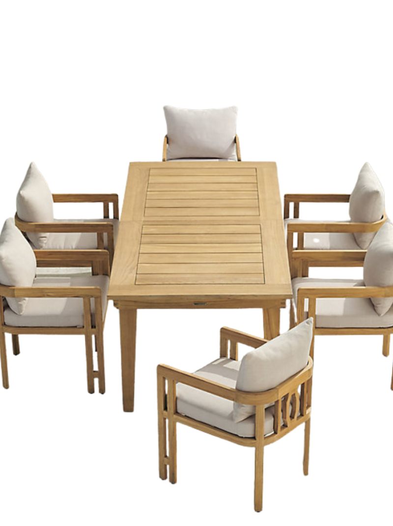 Porticello 7-pc. Dining Set with Cushions in Natural Teak