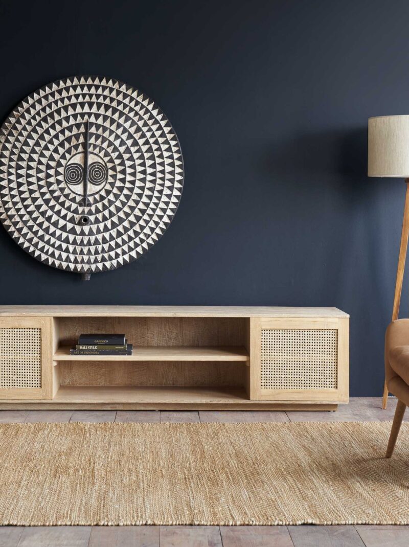Teak Rattan TV Console
